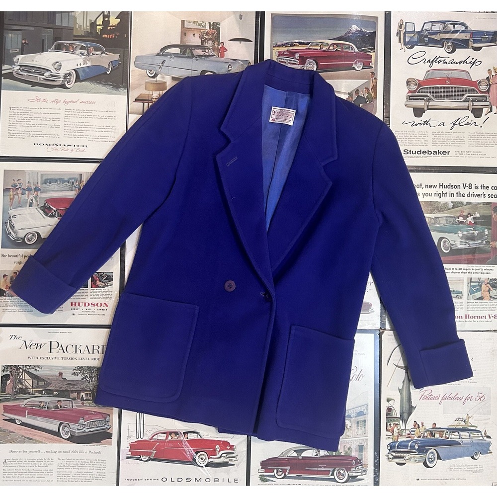Vintage Pendleton Women's Petite Wool Blazer Blue 100% Virgin Wool Made USA